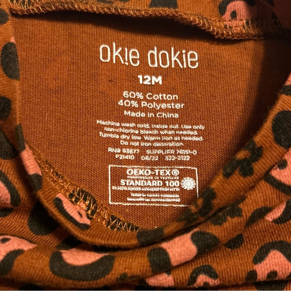 Okie Dokie Baby's Animal Print Dress Brown & Black Size 12 Months - Picture 3 of 8